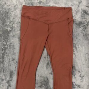 Fabletics PowerHold Capri Leggings XXL Cinnamon Rust Pockets High Waisted EUC
